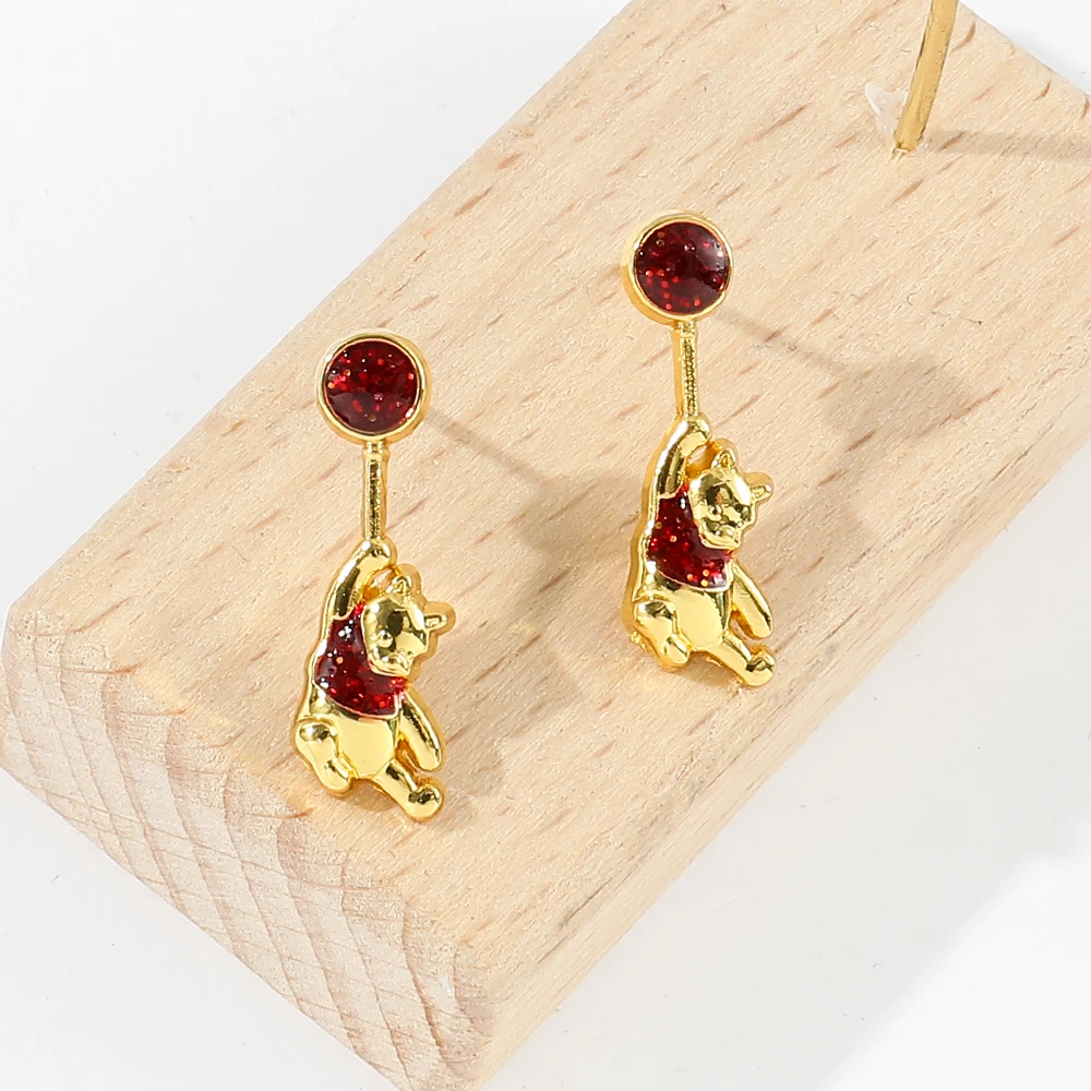 أقراط ديزني اللطيفة ويني ذا بوه أقراط ويني عصرية متقدمة لهدايا مجوهرات عيد الميلاد للفتيات