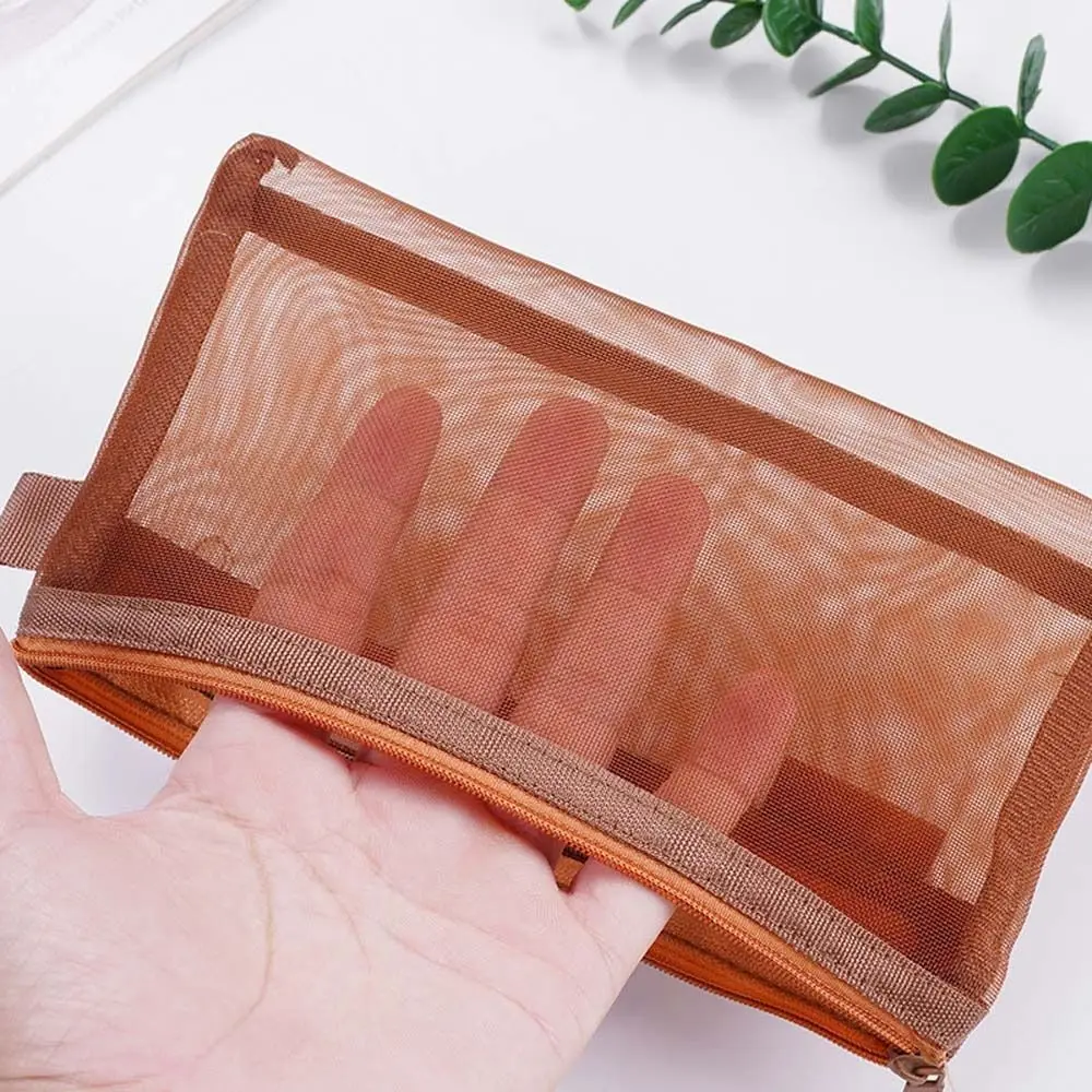 中空クリアメッシュメイクアップバッグ、無地二層透明ペンシルバッグ、カードホルダー、小物入れ、ミニメッシュコインパース