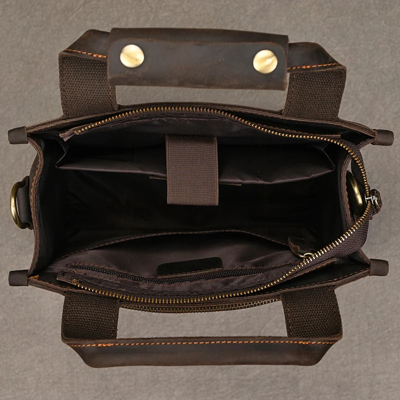 Imagem -05 - Bolsa de Ombro de Couro Masculina Bolsa Crossbody de Couro Real Cowskin Bolsa de Luxo Bolsa Masculina de Alta Qualidade