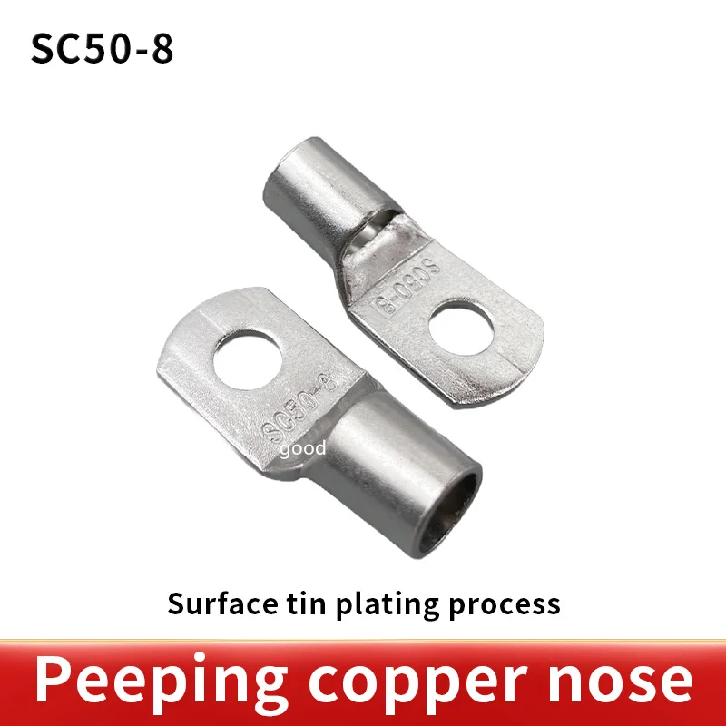 10pcs/20pcs  SC50-8 Bolt Hole Tinned Copper Cable lugs Battery Terminals 50mm wire