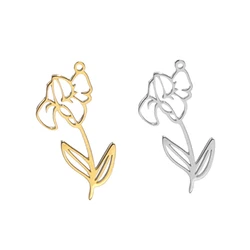 5pcs/Lot Stainless Steel Iris Flower Charms For Jewelry Creation Wholesale Diy Handmade Necklaces Bracelets Pendants Accessories