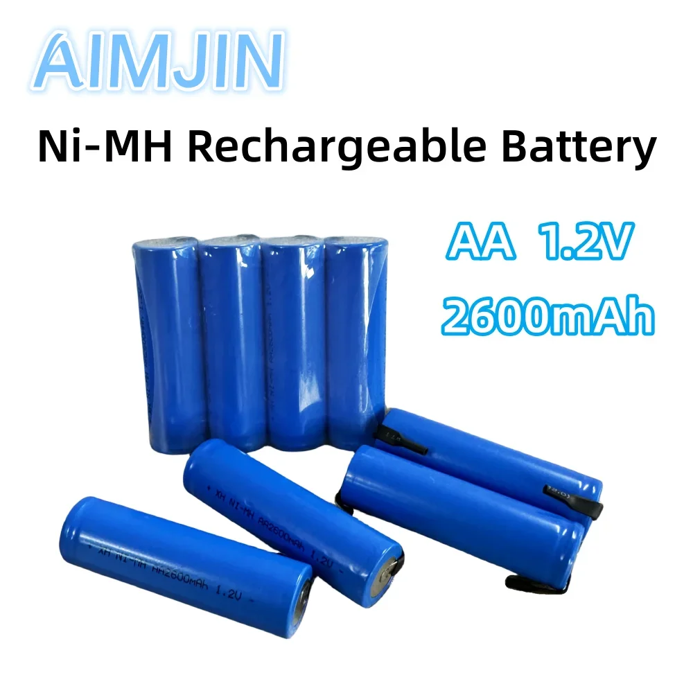 

New AA Rechargeable Battery 1.2V 2600mAh AA NiMH Battery with Solder Pins for DIY Electric Razor toothbrush Toys