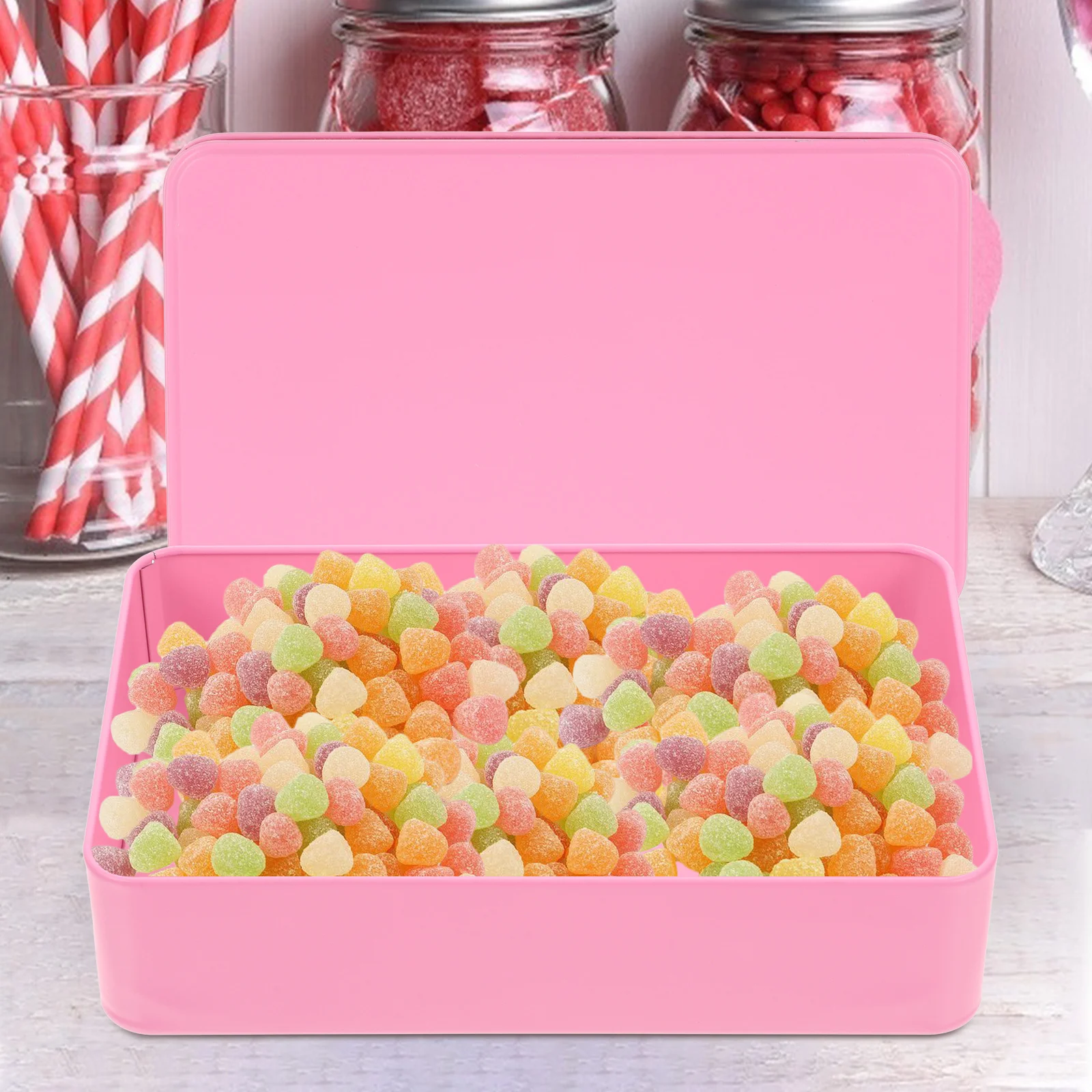 

3Pcs Small Tinplate Container Boxes Rectangle Tin Box Lid Candy Gift Storage Holder Tin Box with Lid Tinplate Can