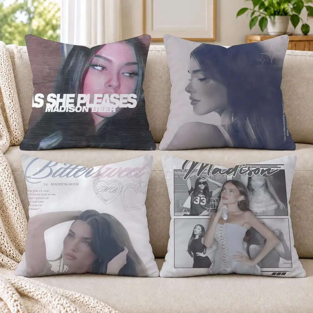 Singer M-Madison Beer Cushion Cover Soft Short Plush Pillow Cases Hidden Zipper Cutecore Sofa Bedroom Home Decor Gift