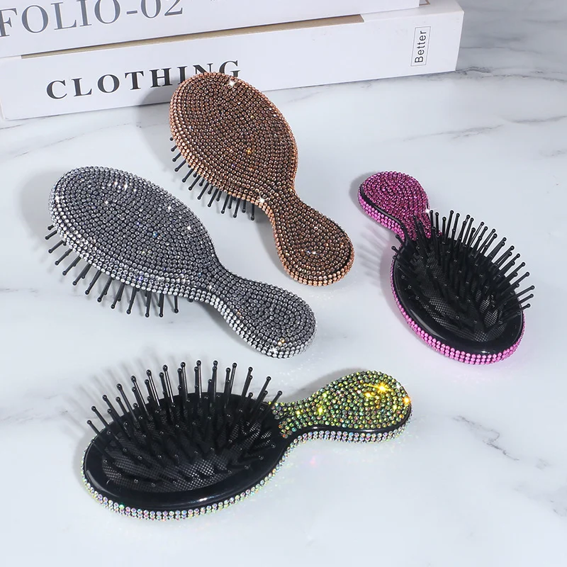 Diamond-Encrusted Water Diamond Air Cushion Comb Fashionable Korean-Style Folding Comb Small Airbag Comb for Personal Use