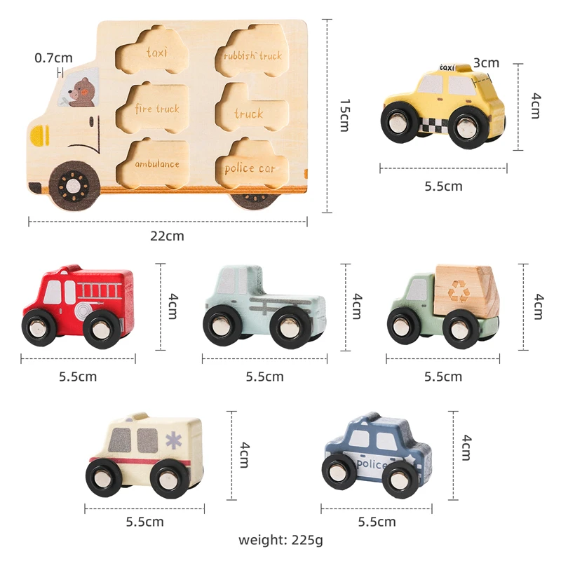 Bebê quebra-cabeça de madeira brinquedo montessori dos desenhos animados carro aprendizagem educação bloco brinquedos recém-nascidos bloco correspondência jogo cognitivo crianças presente