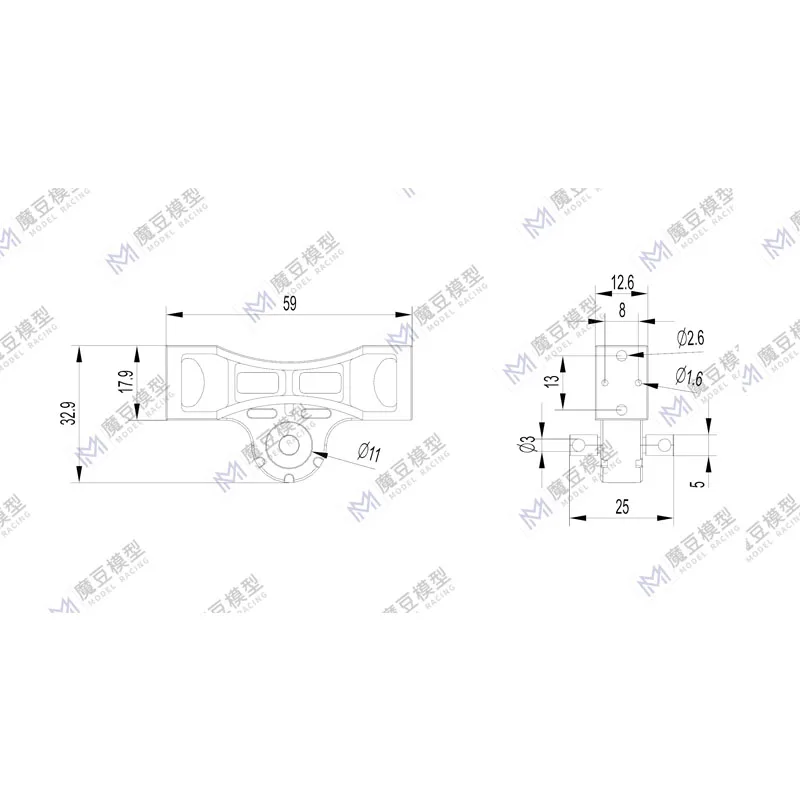 1/14 for Tamiya Tractor Head Engineering Vehicle Drive Shaft Bridge Beam RC Remote Control Toy Accessories Magic Bean Model