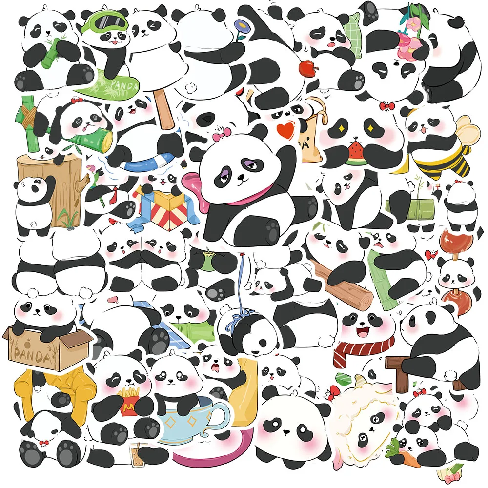 50PCS Original Cartoon Animal Panda Graffiti Personalized Decorative Stickers Water Cup Notebook Luggage DIY Waterproof Stickers