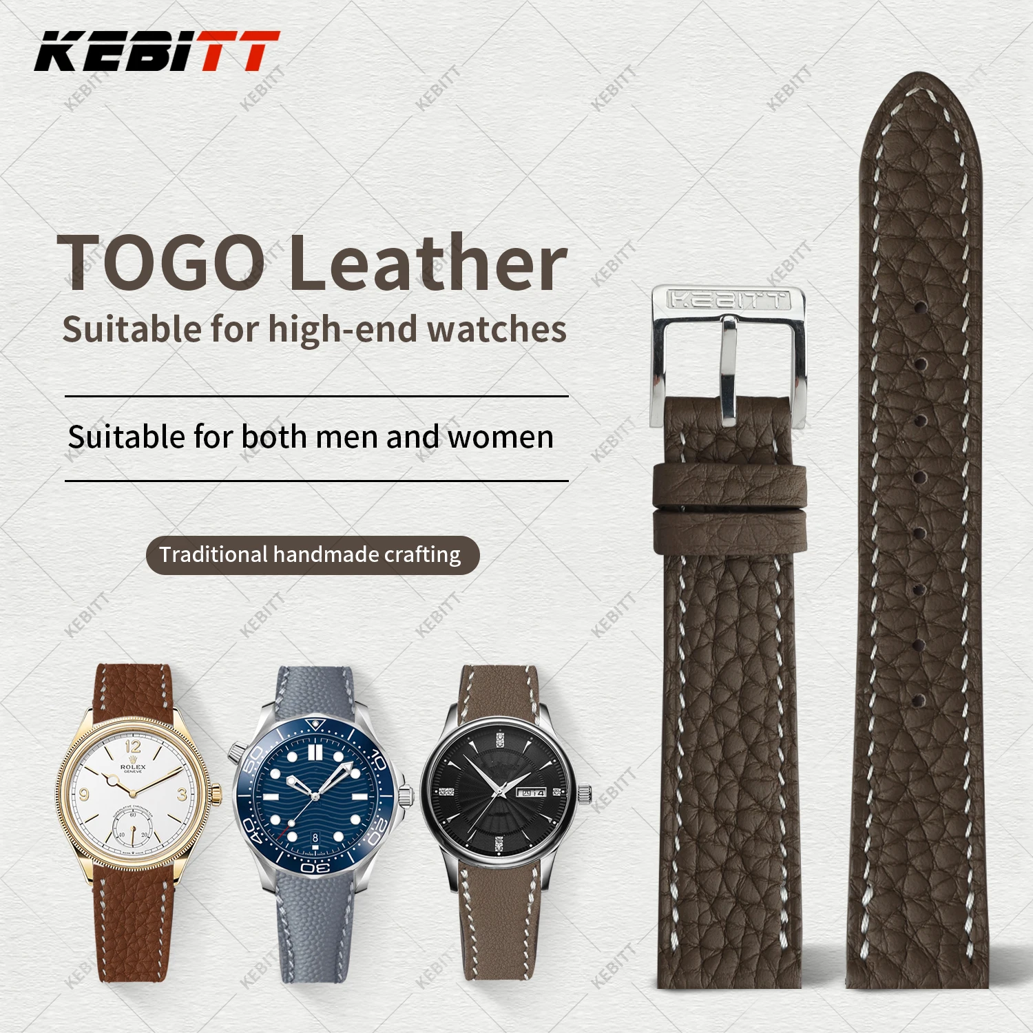 

Ремешок для часов Kebitt из натуральной кожи, 18 мм, 20 мм, 22 мм, быстросъемный, аксессуары, браслеты для часов Omega Rolex