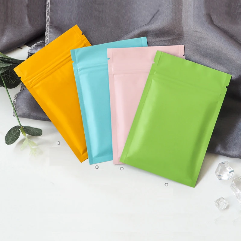 Wiederverschließbare Aluminiumfolie, flach, glänzend, matt, Hermetik-Verpackungsbeutel, Süßigkeiten, Schmuck, Kaffee, Heißsiegelbeutel mit Reißverschluss – Detail 8