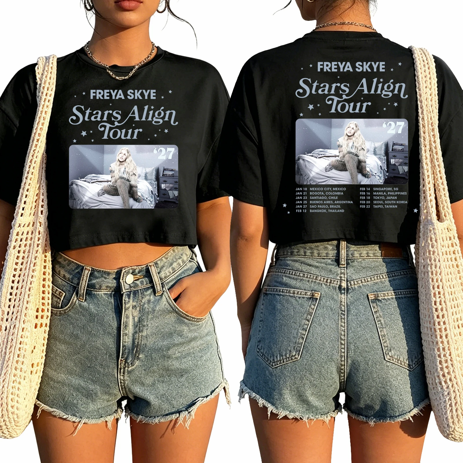 Freya Skye Stars Align Tour 2027 Crop Top Women Girl Short Sleeve Cropped Top T-Shirt