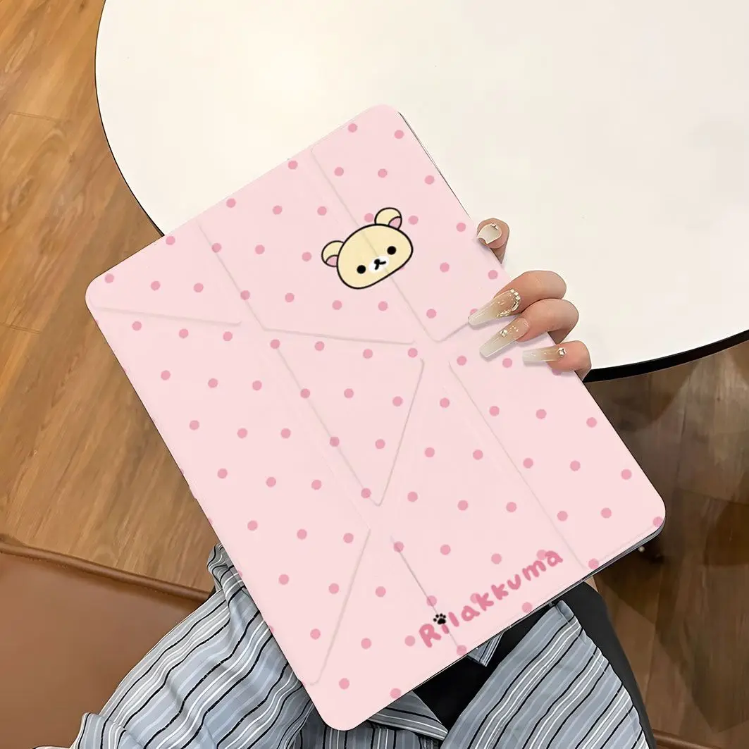 Simple Y2K Pink Polka Dot Case For iPad Air 11 10th 11th A16 9th Cover iPad Pro11 4 5 10.9in 12.9 M2 M3 M4 Mini 7 Pencil Holder