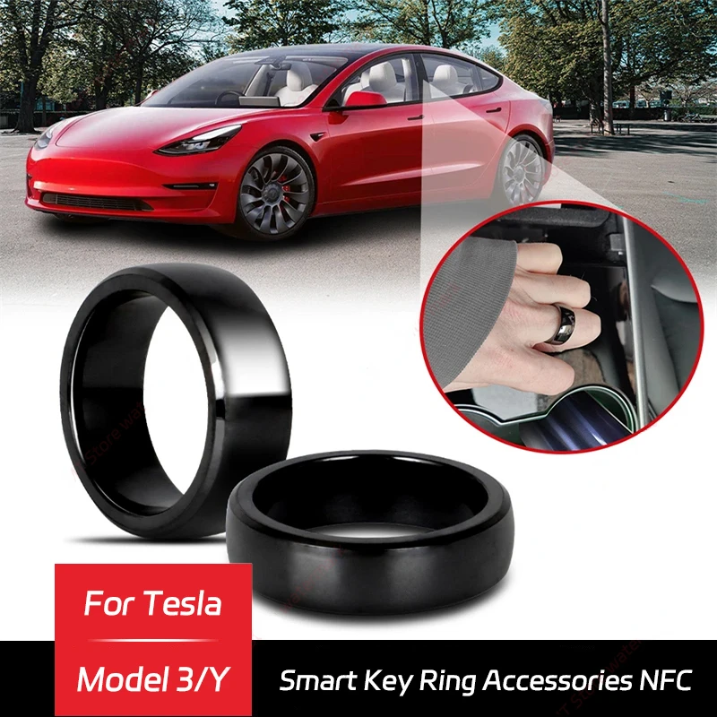 Smart Key Ring Accessories NFC Ceramic Ring for Tesla Model 3 Model Y Replace Car Key Card Key Fob Made with Original Card Chips