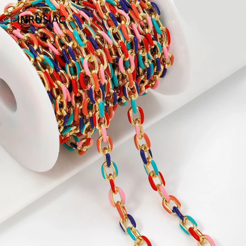 

18-каратное позолоченное кубинская цепочка из нержавеющей стали, эмалированная тяжелая овальная цепочка для DIY ювелирных изделий, ожерелья, браслета, принадлежности для изготовления