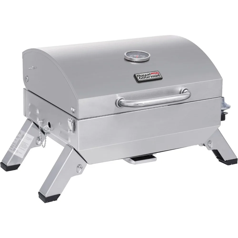 

Royal Gourmet GT1001 Stainless Steel Portable Grill, 10000 BTU BBQ Tabletop Gas Grill with Folding Legs and Lockable Lid, Outdoo