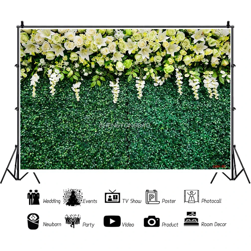 Rosebud Wedding Backgrounds Valentine's Day Heart Photography Backdrops Props Flower Wall Photographic Background LGH-01