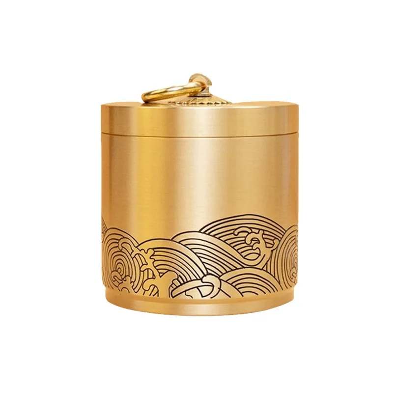 Brass car ashtray Portable windproof and ash proof household ashtray with lid creative gift