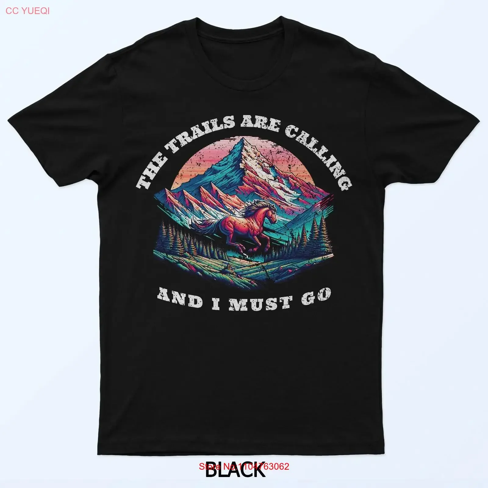 Trails Are Calling and I Must Go Wild Horse Nature Art T Shirt vintage Washed streetwear Versatile Breathable Slightly Unisex