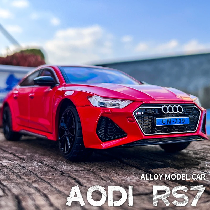 1:24 AUDI RS7 Coupe Alloy Car Model Diecasts y vehículos de juguete Metal Car Model High Simulation Sound and Light Collection regalo para niños