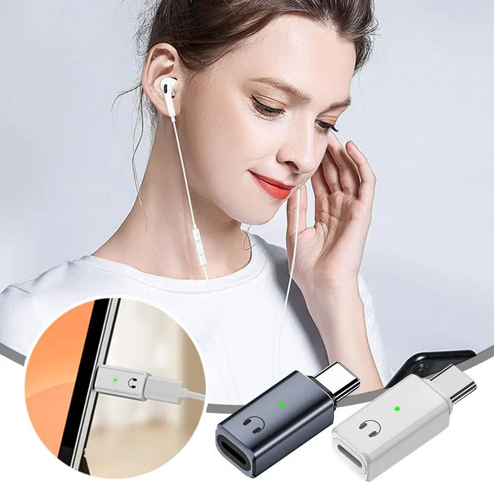 Адаптер для наушников с разъемом Type-c поддерживает рандомное прослушивание и вызовы встроенное декодирование без потерь аксессуары