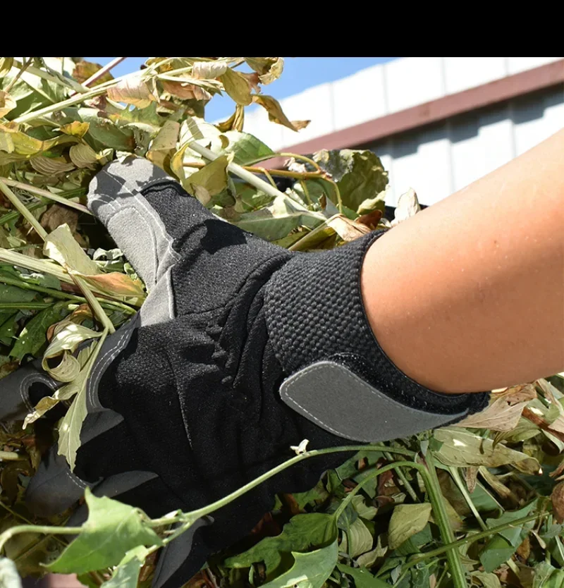 Guantes de trabajo para hombre, de piel de vaca, para motociclismo, conducción, soldadura, trabajo, seguridad, jardín, guantes mecánicos resistentes