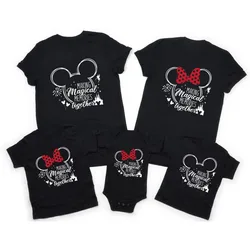 2024 Disney Trip Mickey Minnie Mouse Family Matching Shirts Cotton Dad Mom Bro Sis Kids T Shirt Baby Rompers Matching Clothes