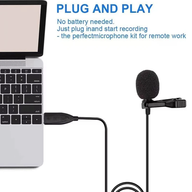 ไมโครโฟน USB หนีบหนีบพลาสติก PC คอนเดนเซอร์รอบทิศทางหนีบบนไมค์สำหรับคอมพิวเตอร์ Mac แล็ปท็อป