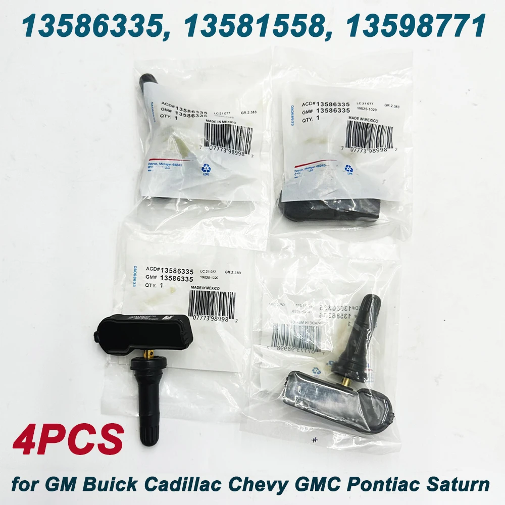 4pcs For 2018 GM Chevy Cadillac Buick GMC Pontiac 13586335 13598771 20923680 22853741 25920615 315MHz TPMS Tire Pressure Sensor