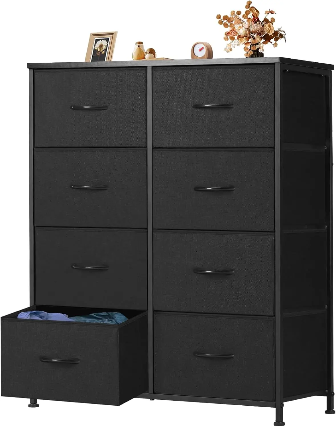 

Dresser for Bedroom,8 Storage Fabric Drawers, Metal Frame and Wooden Top, Tall Storage Drawer Dresser