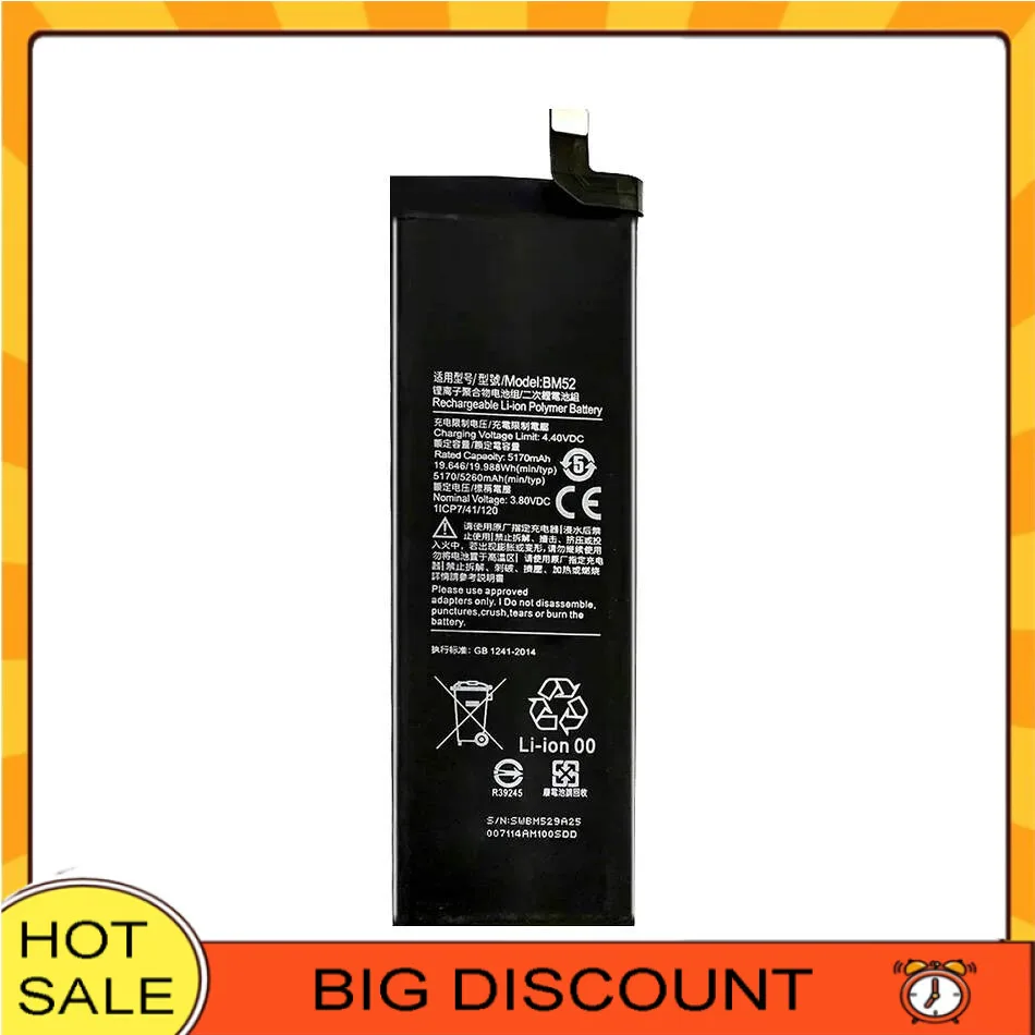 

Mobile Phone Battery BM52 5260Mah For Xiaomi MI Note 10 Note10 Lite 10Lite Pro 10Pro Cc9pro CC9