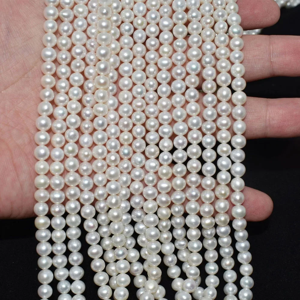 

3/4/5/6/7/8/9mm Natural Freshwater Pearls Near Round Pearl Beads for Jewelry Making DIY Semi-finished Necklace Sweater Chain