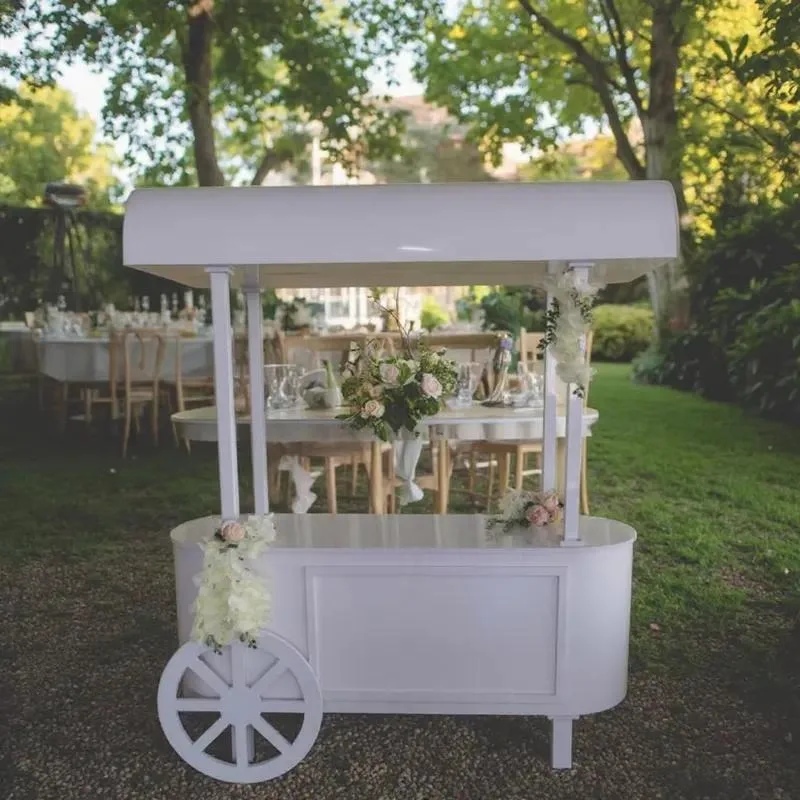 PVC Dining Cart Flower Candy Display Sweet Bar Outdoor Party Wedding Dessert Trolley