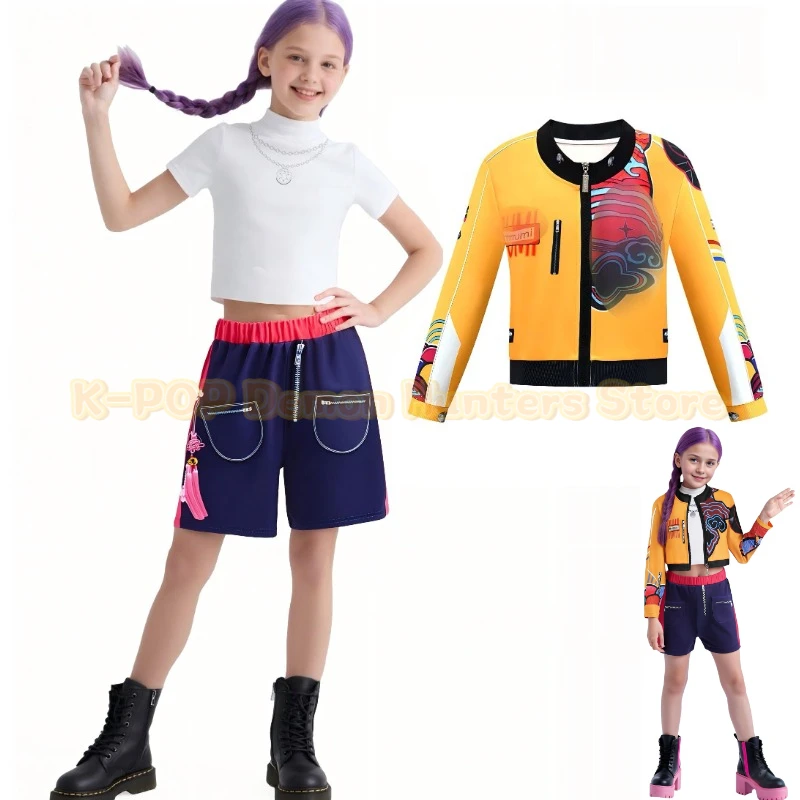 

2025 New Movie K-Pop Mira Rumi Zoey Demon Hunters Cosplay Costume for Girl Halloween Stage 3D Printed Pattern Role Play Clothes