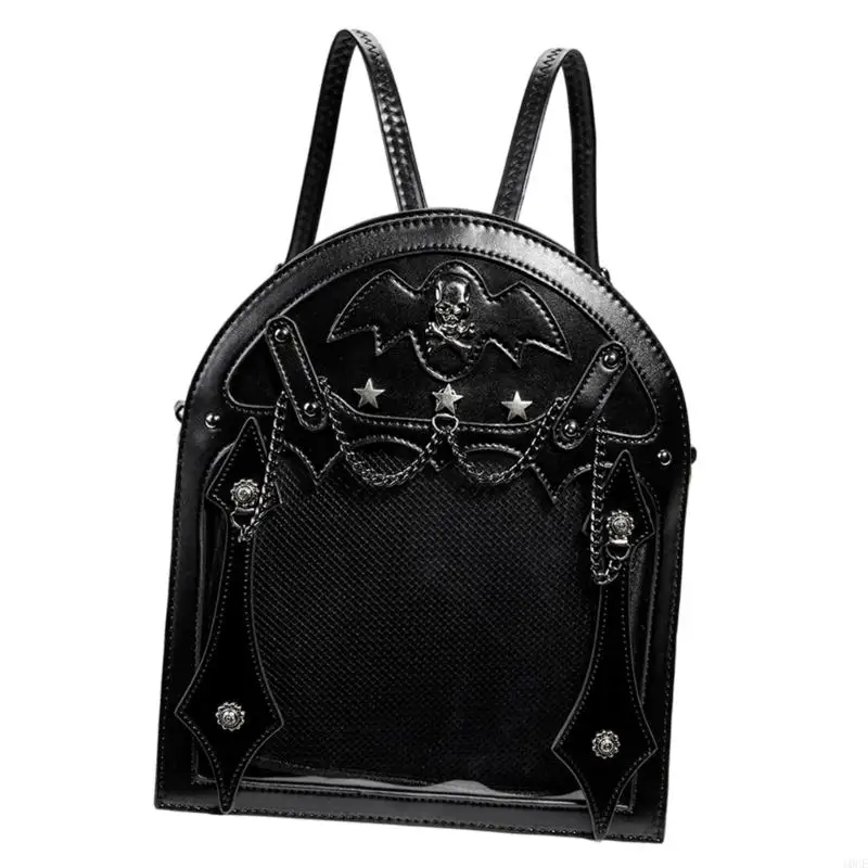 Leather Itabag Backpack Satchel Gothic Punk Crossbody Shoulder Bag with Insert 
