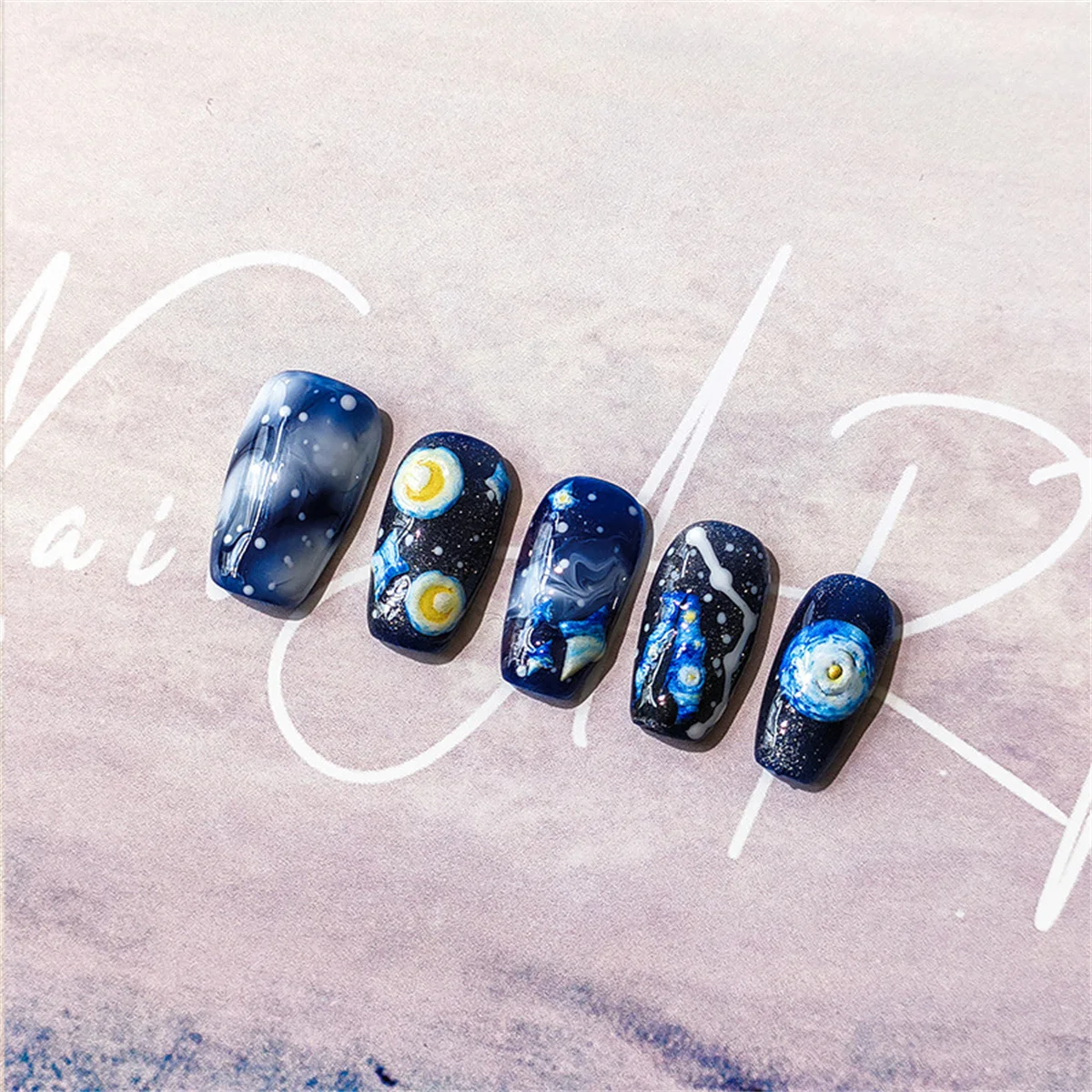 1 stücke 5d Relief Kawaii Blue Moon Nail Art Aufkleber Cartoon Baum Elch Schneemann Kleber Transfer Nagel Dekorationen Slider Aufkleber DIY