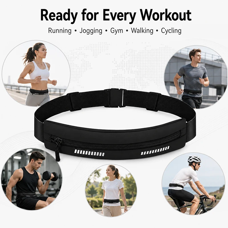 Laufgürtel mit Verstellbarem Riemen für Männer und Frauen Schlanke Lauftaschen Tragbare Outdoor-Jogging-Sporttasche für Mobiltelefone – Detail 5