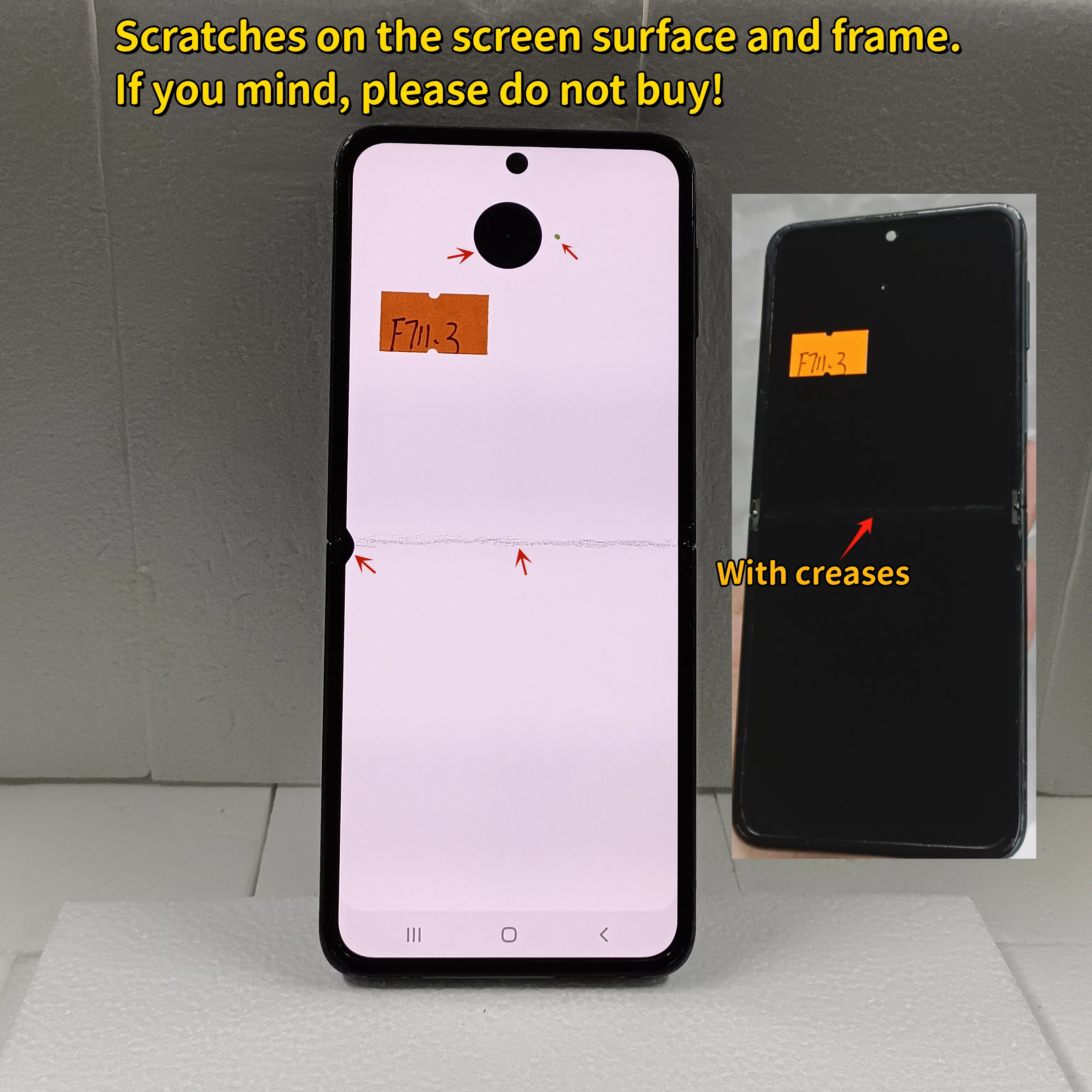 AMOLED defects LCD For Samsung Flip3 5G LCD F711 Display Touch Screen Assembly Replacement For Z Flip3 5G F711B F711U Display