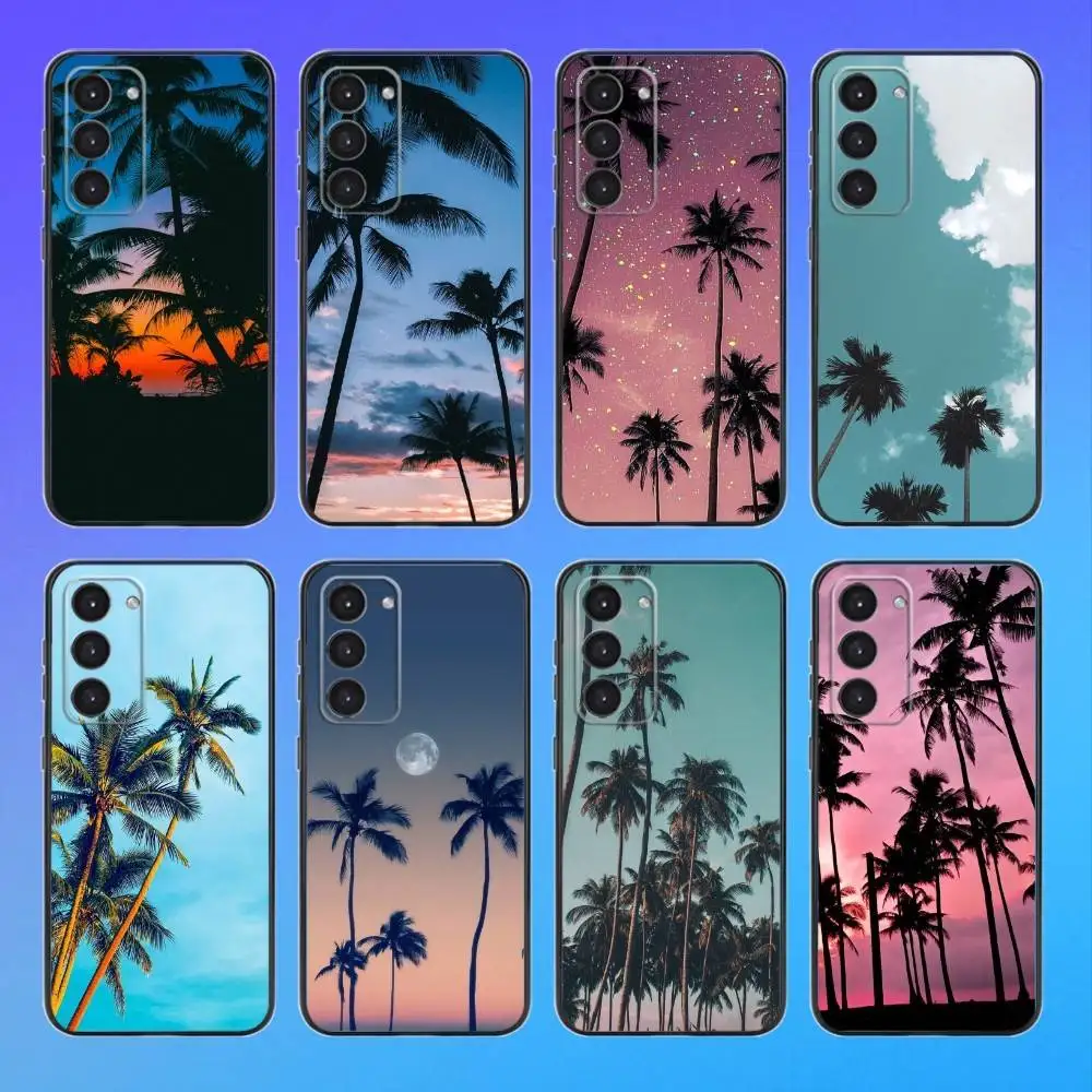 

Coconut Palm Tree Phone Case For Samsung A73,A72,A71,A70,A53,A52,A51 Black Soft Case