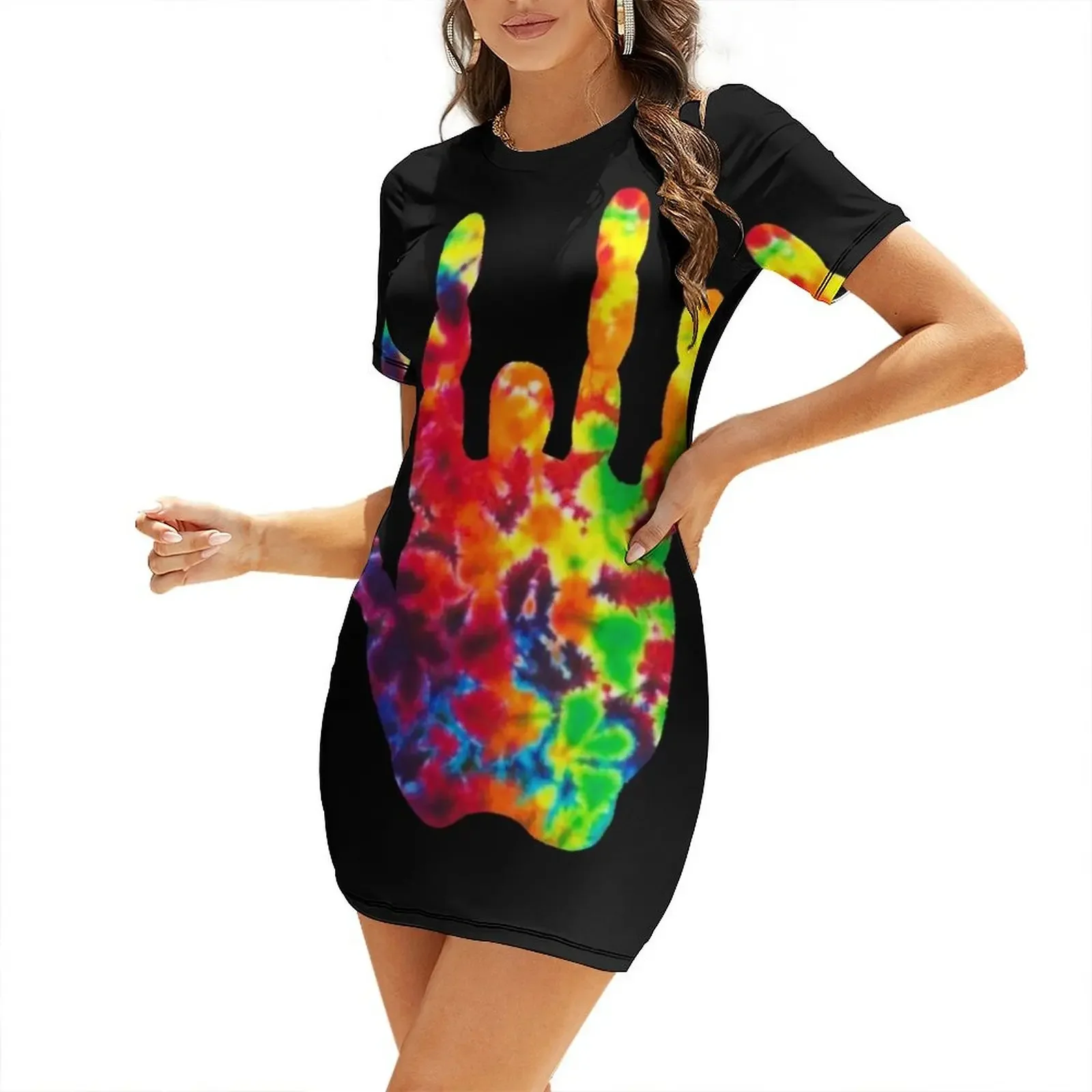 

Tie-dye Hand VIII Short-Sleeved Dress Summer skirt luxury woman evening dress elegant women's sets Dress