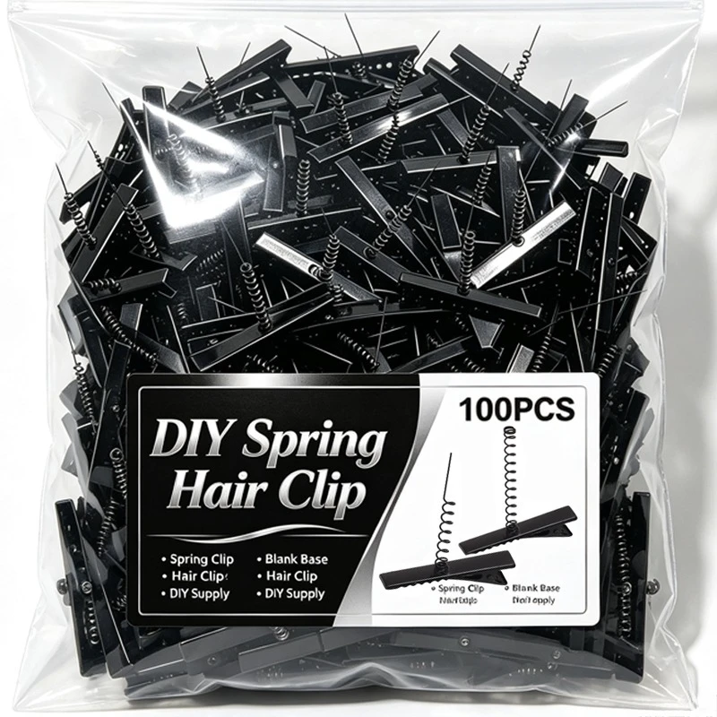 100pcs/bag Black Spring Duckbill Clip DIY Hair Base Strong Girls Kids Styling Tool Headwear Side Clips Hairpin Accessory Holder