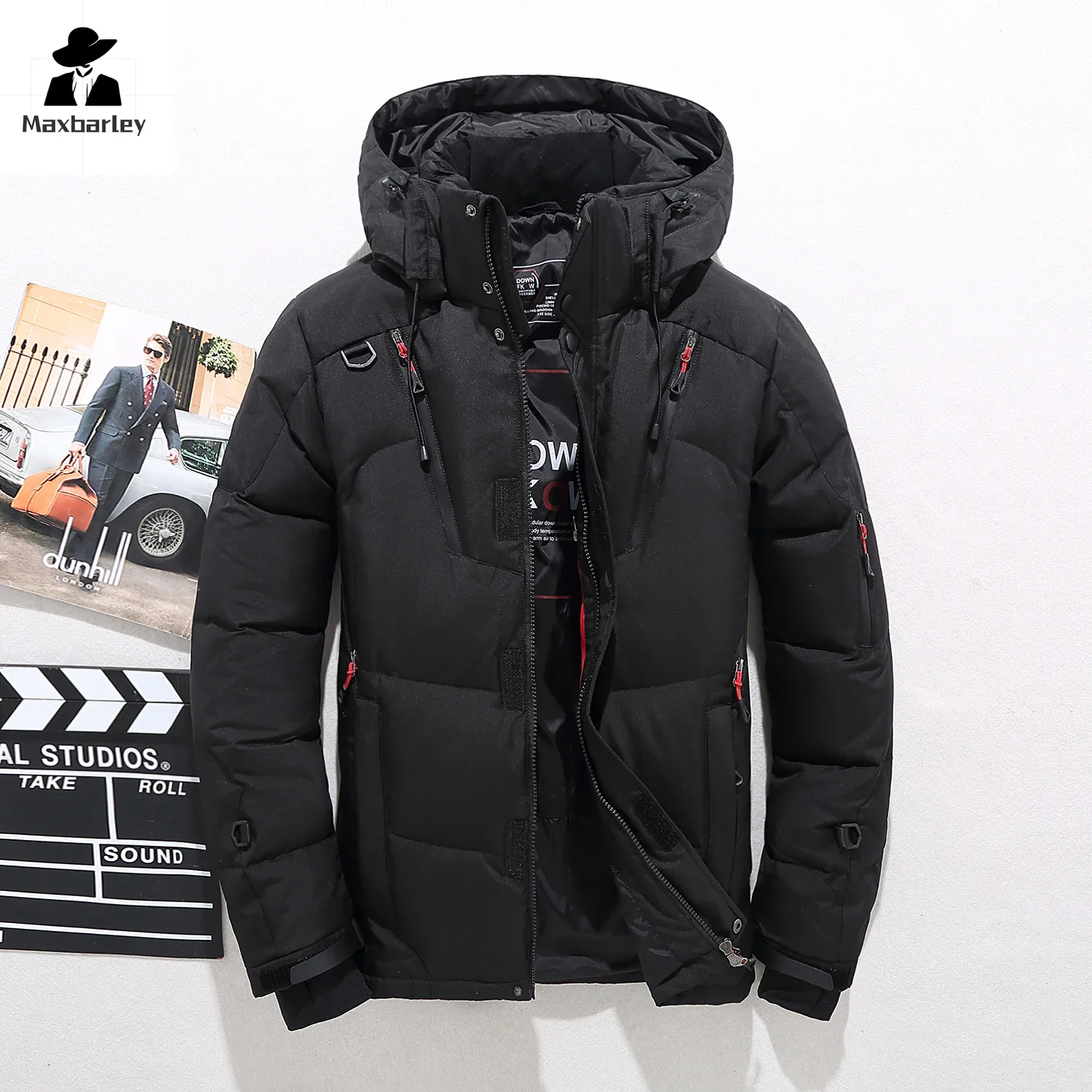 New Winter Down Jacket Men's Fashion Casual Short Thickened Warm White Duck Down Coat Outdoor Skiing Lightweight Hooded Jacket