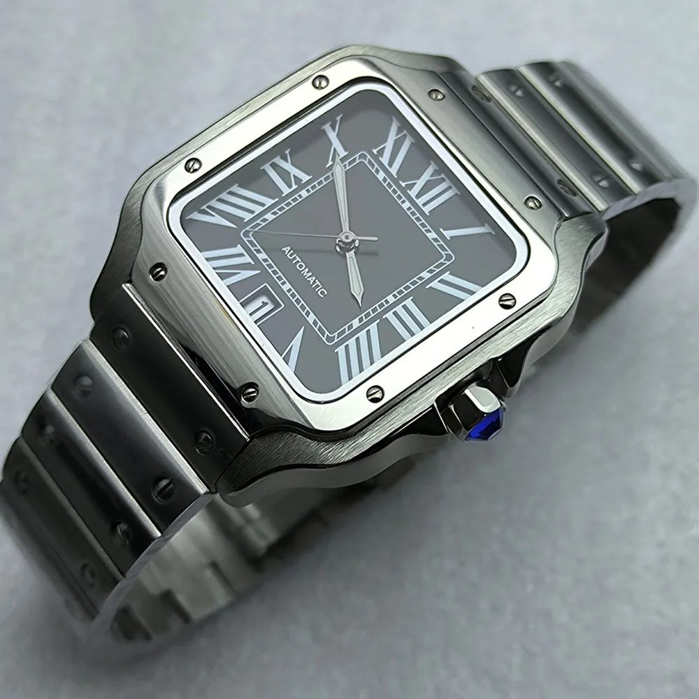 Reloj NH35 de 38MM, reloj Santos para hombre, maquinaria automática de acero inoxidable, modificación de reloj, esfera personalizada, movimiento NH35