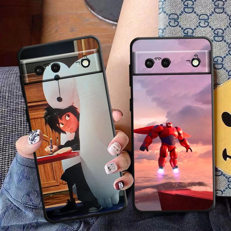 Disney Big Hero 6 Cool Phone Case For Google Pixel 9 8 7 Pro 6 Pro 6A 5A 5 4 4A XL 5G Black Soft Fundas Cover