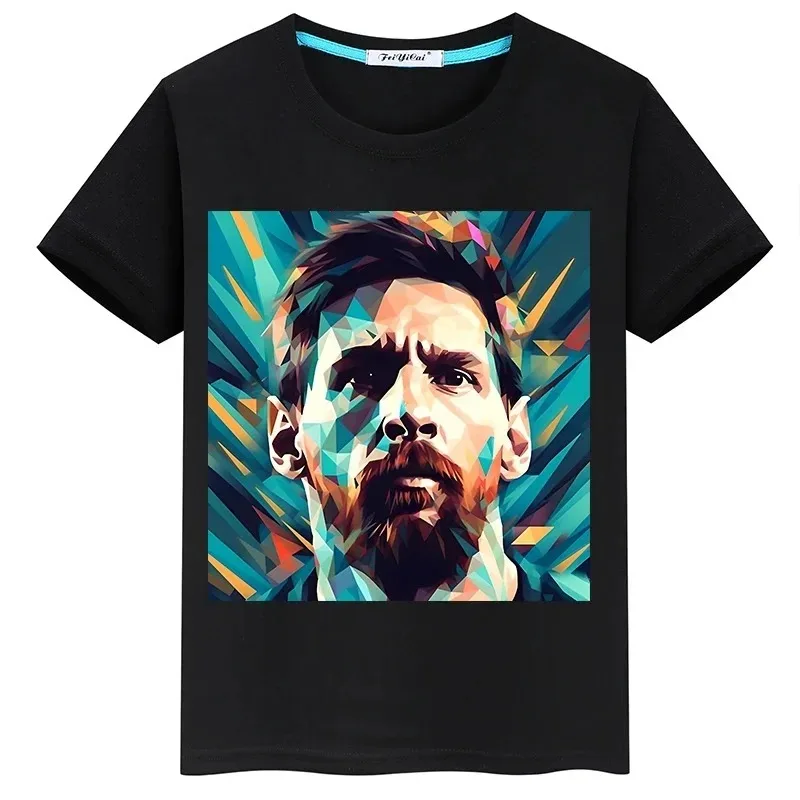 

Messi Printed Mens Womens Clothing Summer Cotton Male Female Casual Short-sleeved Fashion Black Shirts Sportswear Tops Unisex