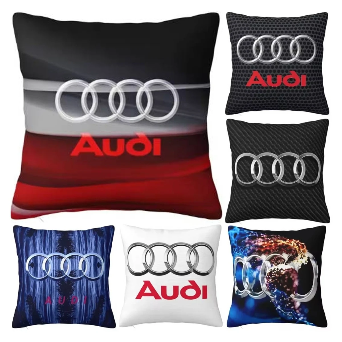 A-Audi A6 Q8 RS4 RS5 Car Logo Square Pillow Case Cushion Covers Novelty Polyester Decor Pillowcover for Car 18