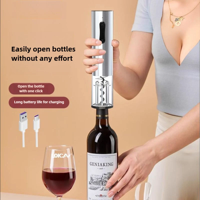 

Automatic Electric Wine Bottle Opener USB Rechargeable Stainless Steel Household