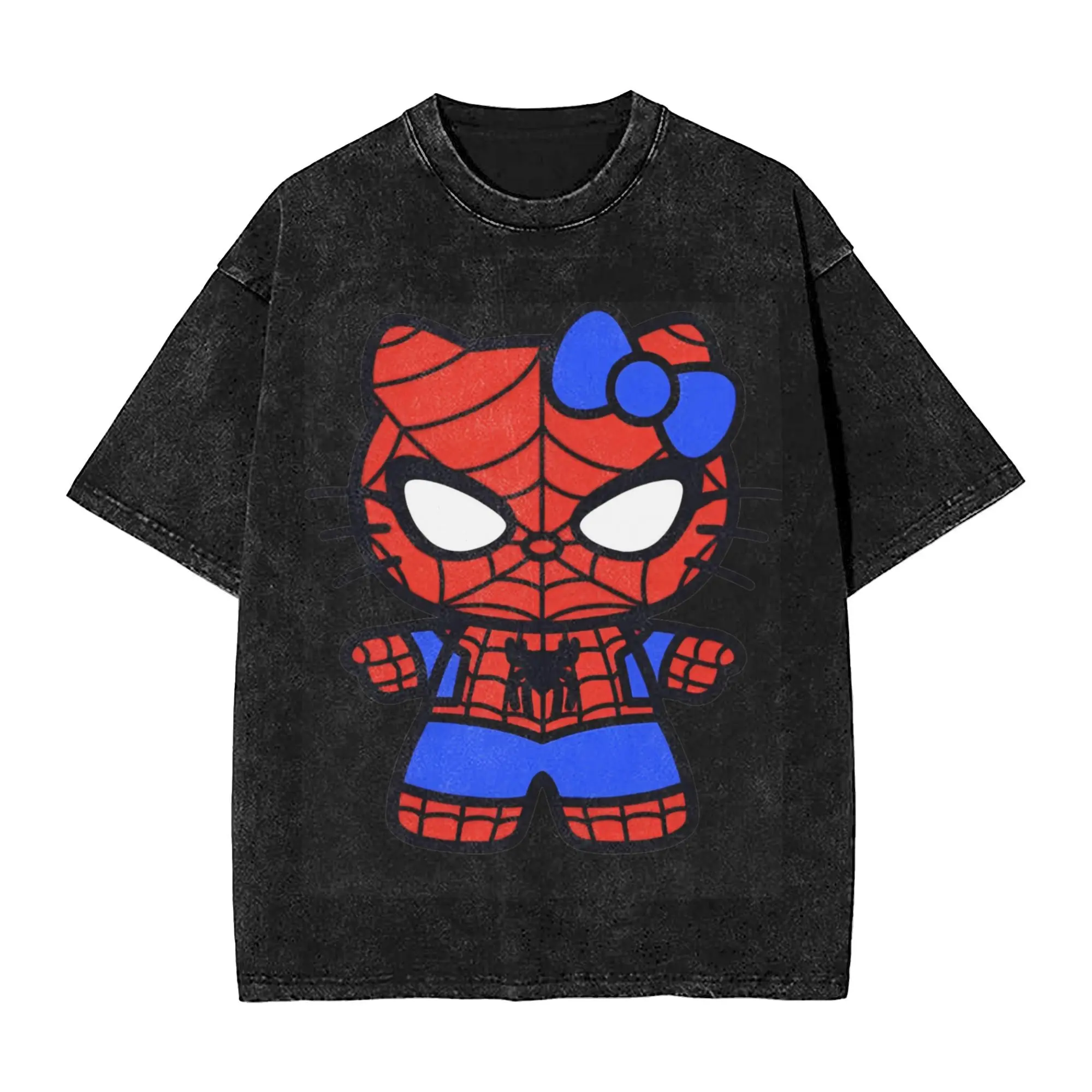 

Spider Man Spider-Man Washed T Shirt Streetwear Hip Hop Novelty T-Shirts Tees Men Women 100% Cotton Streetwear