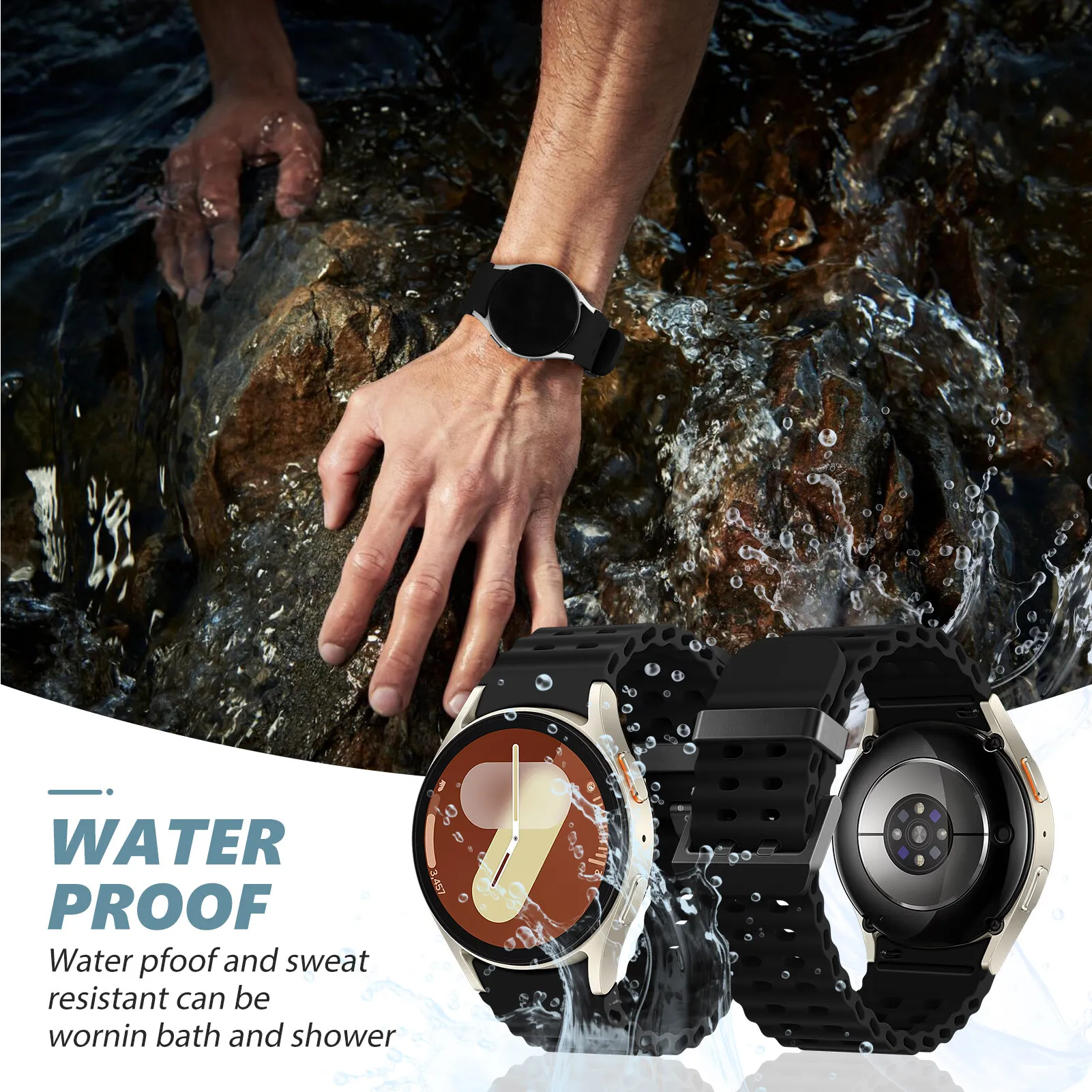 No Gaps Silicone Strap for Samsung Galaxy Watch 7 6 5 4 FE 40mm 44mm/4 6 Classic/5 Pro Sport Bracelet Galaxy Watch 7 Band 44 mm image 4