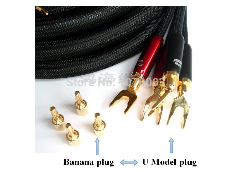 HiFi Hi-end Hiend Choseal LB-5108 6N OCC Audiophile HIFI Speaker Cable 24K Gold-plated Banana+U Plug 2.5m Not DIY (Pair)