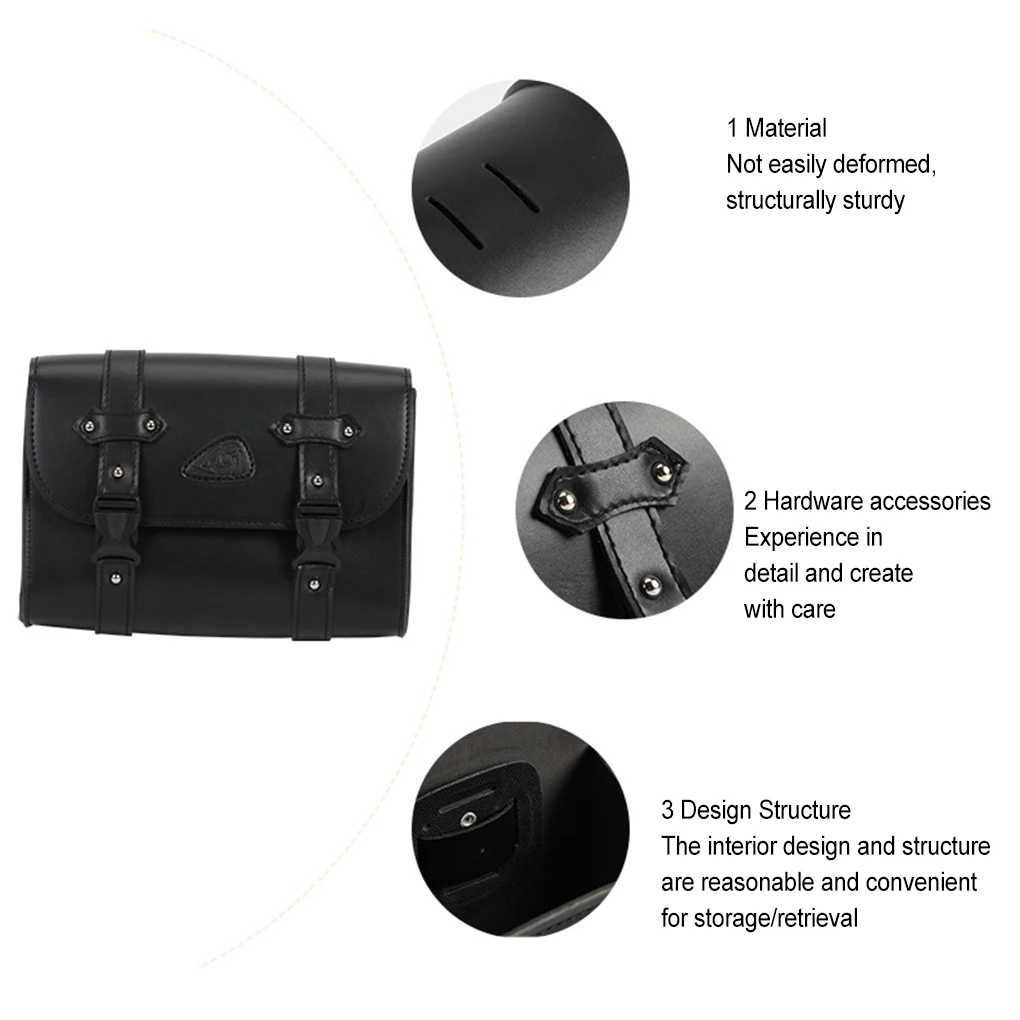 PU Motorcycle Side Bag With Buckles Waterproof Large Capacity Strong Structure Wear-resistant